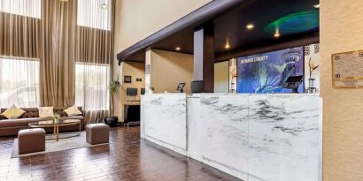 Lobby and coworking lounge at Best Western Plus Newark Airport West.