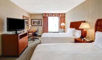 Twin room with TV and work desk at Hilton Garden Inn Toronto/Burlington.