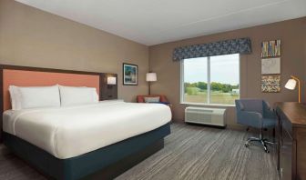 Bright day use king room with TV and work desk at Hampton Inn By Hilton Port Hope.