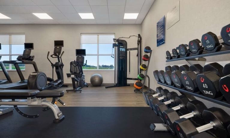 Equipped fitness center with treadmills at Hampton Inn By Hilton Port Hope.