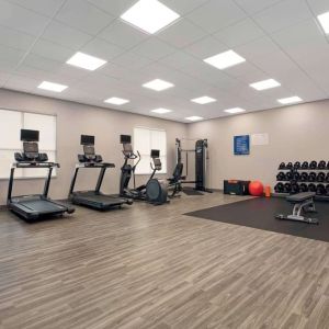 Equipped fitness center with treadmills at Hampton Inn By Hilton Port Hope.