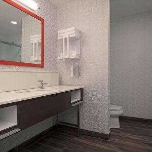 Private guest bathroom with toiletries at Hampton Inn By Hilton Port Hope.