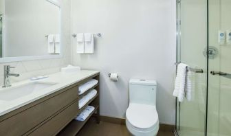 Private guest bathroom with shower and toiletries at Comfort Inn & Suites Barrie.