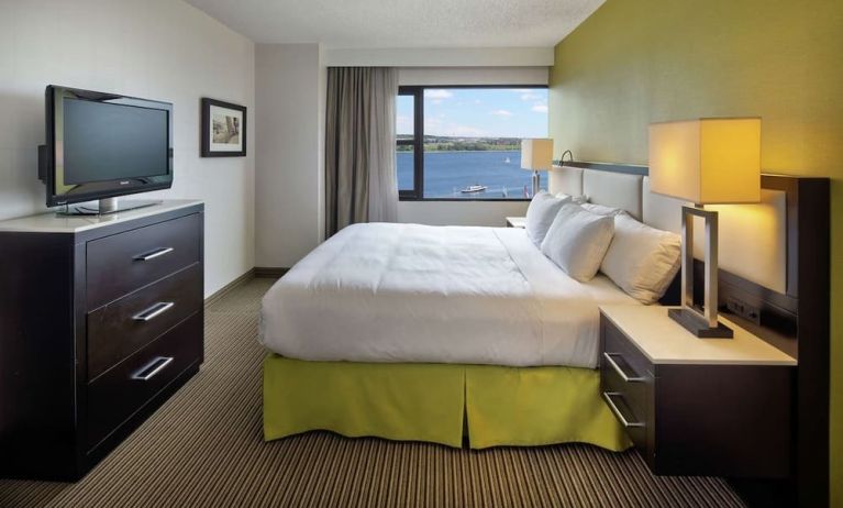 Delux king room with view of the water at The Hollis Halifax - A DoubleTree Suites By Hilton.