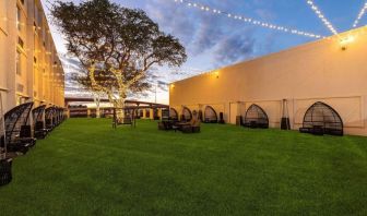 Hotel garden at Wyndham DFW Airport.