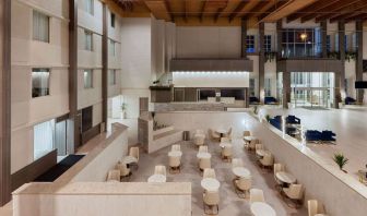 Coworking and dining space at Wyndham DFW Airport.