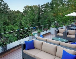 Outdoor terrace at Boston Marriott Burlington.