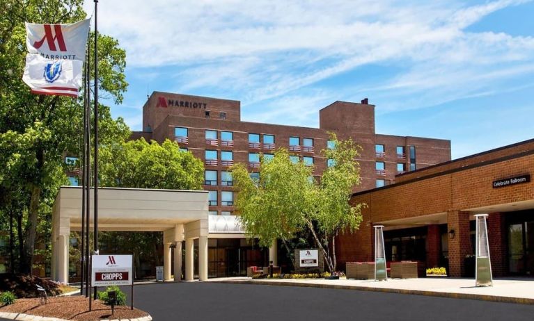 Hotel parking at Boston Marriott Burlington.