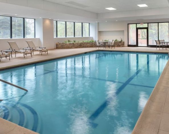 Indoor pool at Boston Marriott Burlington.