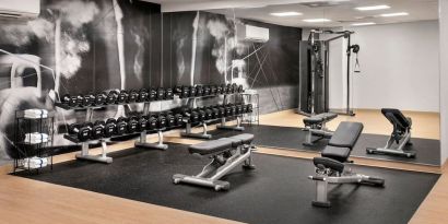 Fitness center at Boston Marriott Burlington.