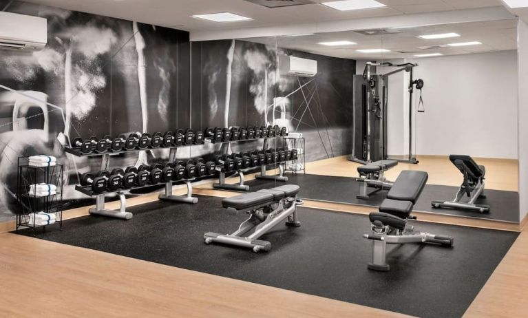 Fitness center at Boston Marriott Burlington.