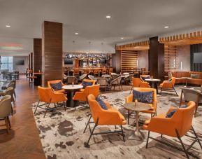 Lounge and coworking space at Boston Marriott Burlington.