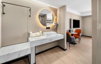 Guest bathroom at Ly New York Hotel.