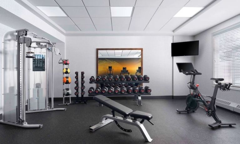 Fully equipped fitness center at Hilton Garden Inn Calgary Airport.