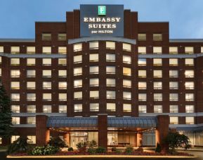 Hotel entrance at the Embassy Suites by Hilton Montreal Airport.