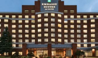 Hotel entrance at the Embassy Suites by Hilton Montreal Airport.