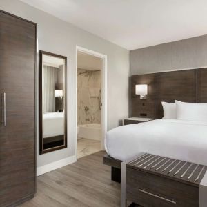 Day use room with private bathroom at the Embassy Suites by Hilton Montreal Airport.