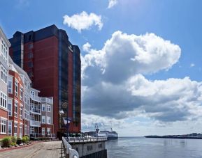 Hotel exterior at the Hilton Saint John.