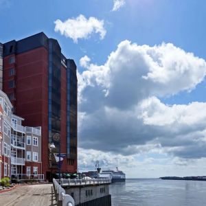 Hotel exterior at the Hilton Saint John.