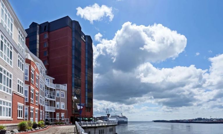 Hotel exterior at the Hilton Saint John.