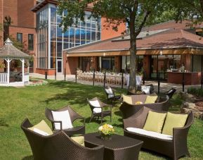 Outdoor patio at Hilton Mississauga Meadowvale.