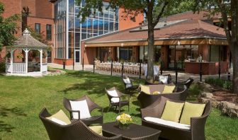 Outdoor patio at Hilton Mississauga Meadowvale.