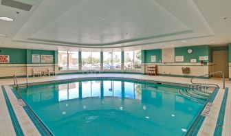 Bright and relaxing indoor pool at the Hampton Inn by Hilton Toronto Airport Corporate Centre.