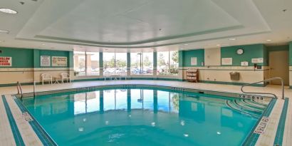 Bright and relaxing indoor pool at the Hampton Inn by Hilton Toronto Airport Corporate Centre.