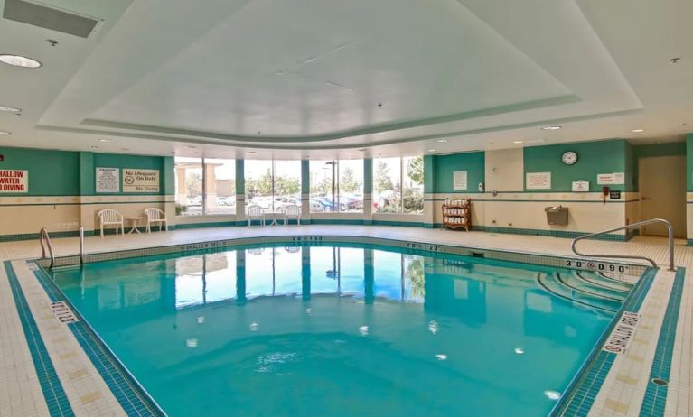 Bright and relaxing indoor pool at the Hampton Inn by Hilton Toronto Airport Corporate Centre.