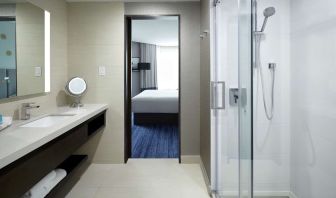 Private bathroom with shower at DoubleTree By Hilton Montreal.