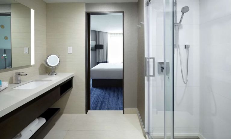 Private bathroom with shower at DoubleTree By Hilton Montreal.