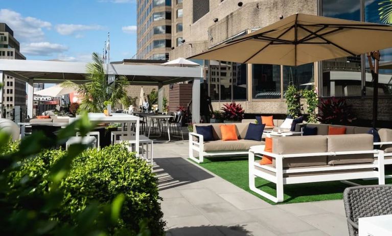 Exterior patio at DoubleTree By Hilton Montreal.