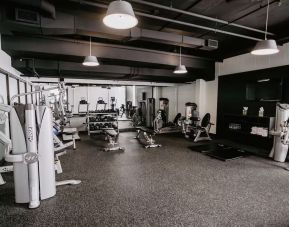 Fully equipped fitness center at DoubleTree By Hilton Montreal.