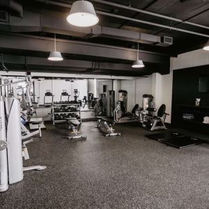 Fully equipped fitness center at DoubleTree By Hilton Montreal.