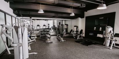 Fully equipped fitness center at DoubleTree By Hilton Montreal.