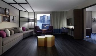 Day use delux suite with living room and workstation at DoubleTree By Hilton Montreal.