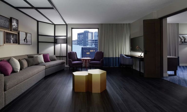 Day use delux suite with living room and workstation at DoubleTree By Hilton Montreal.