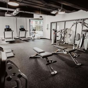 Fully equipped fitness center at DoubleTree By Hilton Montreal.