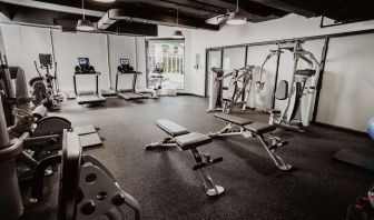 Fully equipped fitness center at DoubleTree By Hilton Montreal.