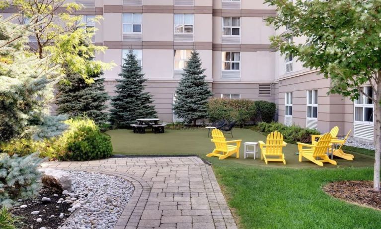 Hotel exterior patio at Homewood Suites By Hilton Toronto-Markham.