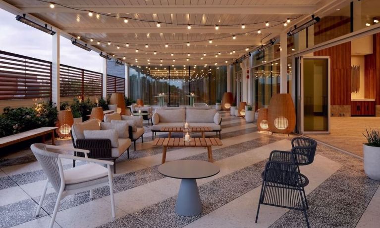 Hotel terrace at Hilton Garden Inn Montreal Midtown.