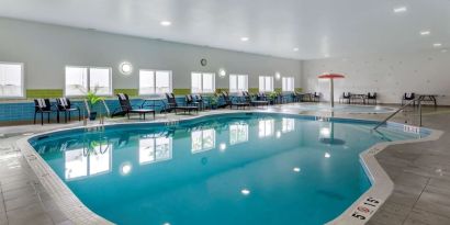 Heated indoor pool at Hampton Inn & Suites By Hilton Edmonton/West.