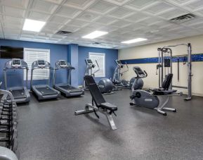 Fully equipped fitness center at Hampton Inn & Suites By Hilton Edmonton/West.