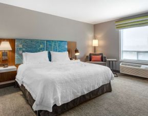 Standard day use room withking bed, TV, sofa and private bathroom at Hampton Inn & Suites By Hilton Edmonton/West.