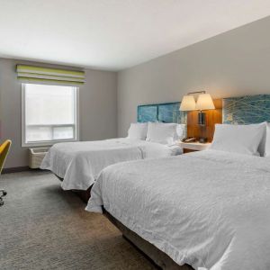 Day use twin room with TV, work desk and private bathroom at Hampton Inn & Suites By Hilton Edmonton/West.