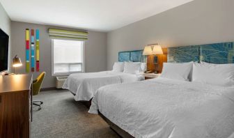 Day use twin room with TV, work desk and private bathroom at Hampton Inn & Suites By Hilton Edmonton/West.