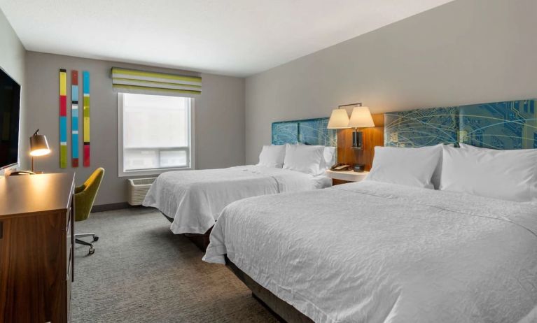 Day use twin room with TV, work desk and private bathroom at Hampton Inn & Suites By Hilton Edmonton/West.