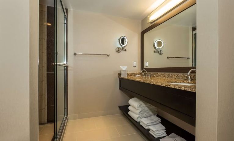 Private bathroom at Hilton Winnipeg Airport Suites.