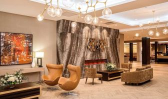 Stylish comfortable hotel lobby perfect for co-working  at DoubleTree By Hilton Kitchener.