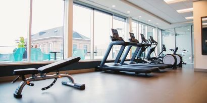 Fully equipped fitness center at the Hilton Garden Inn Fredericton.